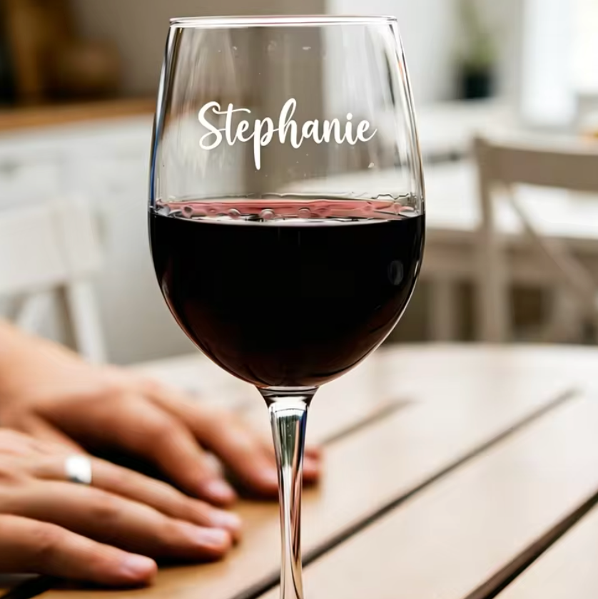 Custom tall wine glass